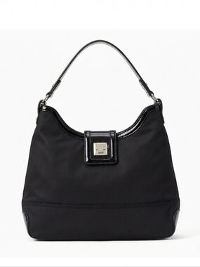 Kate Spade NY Black Nylon Hobo Shoulder Bag Patent…